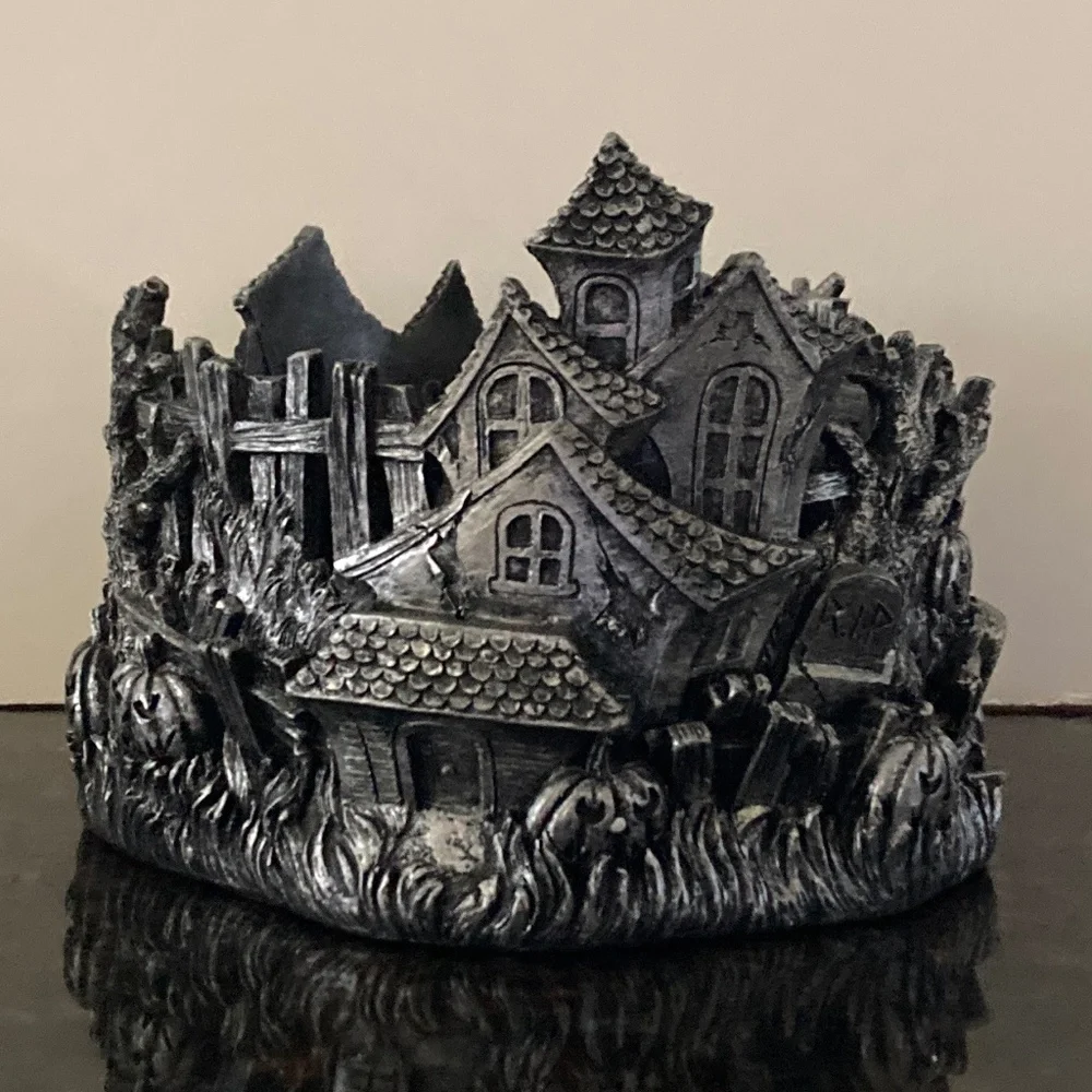 Homeworx Harry Slatkin Halloween Village Haunted Houses Candle Pedestal/NEW!!!